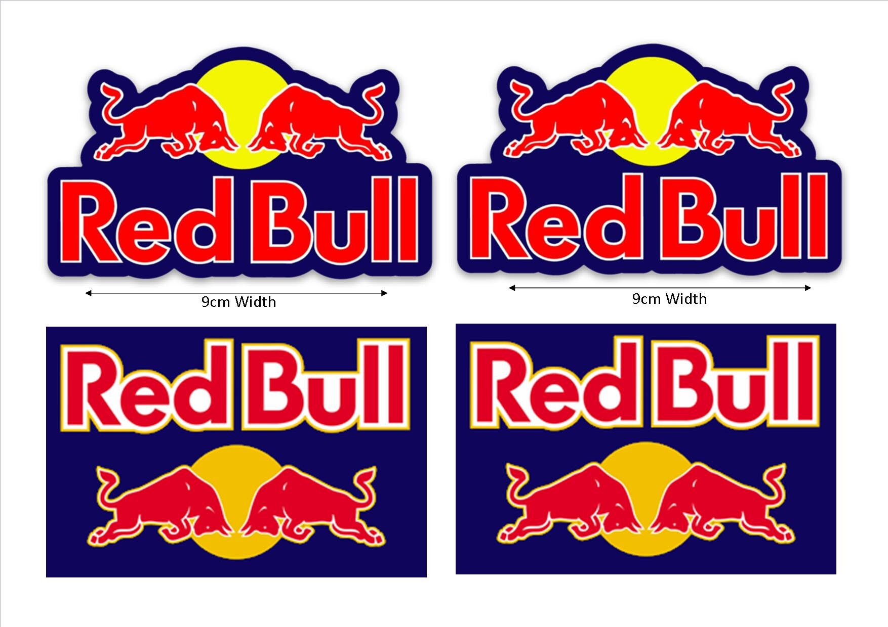 Red Bull Stickers Set Blue Background 9CM x 4 Motor Bike Etsy