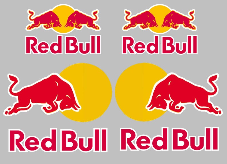 Red Bull 12CM Leaping Bulls Set Stickers x6 With No Etsy