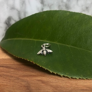 Tiny Bee Charm- Bee Charm Earrings- Tiny Sterling Silver Bee