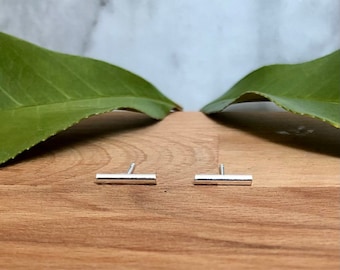 Bar Sterling Silver Stud Earrings