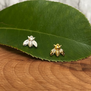 Bee Stud Earrings in Silver or Gold