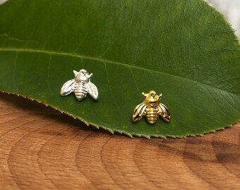 Bee Stud Earrings in Silver or Gold