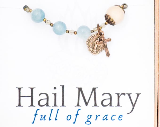 Rosary Bracelet in Aquamarine - Miraculous Medal Bracelet - Catholic Bracelet - Catholic Rosary - Handmade Rosary - Confirmation Gift