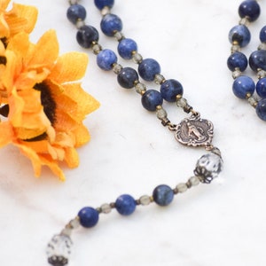 Deep Blue Catholic Rosary Beads with Miraculous Medal - Rosary - Confirmation Gift - Catholic Gift - First Communion