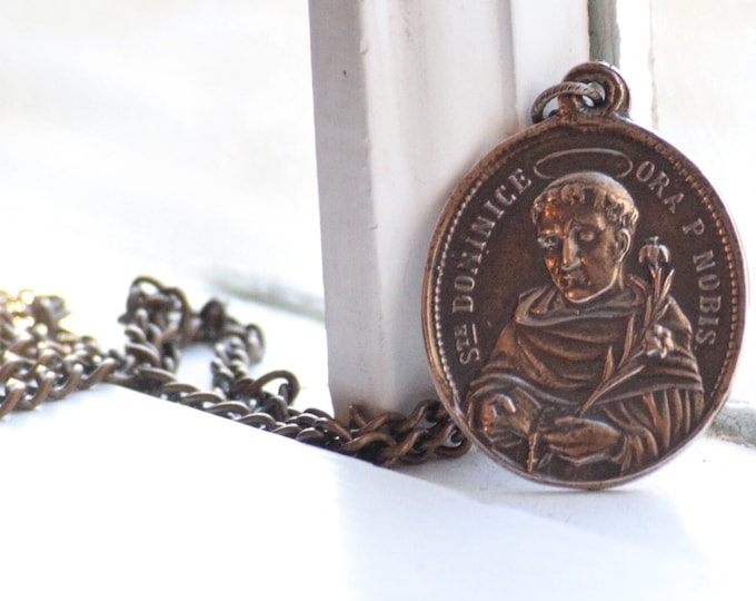 St. Dominic Medal Queen of the Holy Rosary Catholic Pendant and Chain Dominican Order