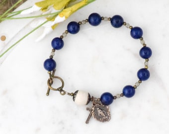 Rosary Bracelet in Royal Blue Riverstone