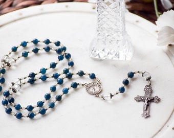 STELLA MARIS Catholic Rosary Beads in Teal Gemstone - Rosary - Confirmation Gift - Catholic Gift - First Communion - Blue Rosary