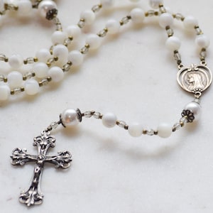OUR LADY&#39;S PEARLS Catholic Rosary Beads First Holy Communion - Gift Confirmation Gift - Baptism Gift - Mother Mary - Blessed Mother