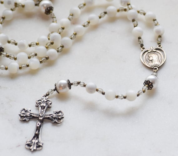 Jewelry | 8mm Pearl Rosary Necklace Catholic Jewelry For First Communion Baptism Pink 68ed1adb9e4f748be10531a4