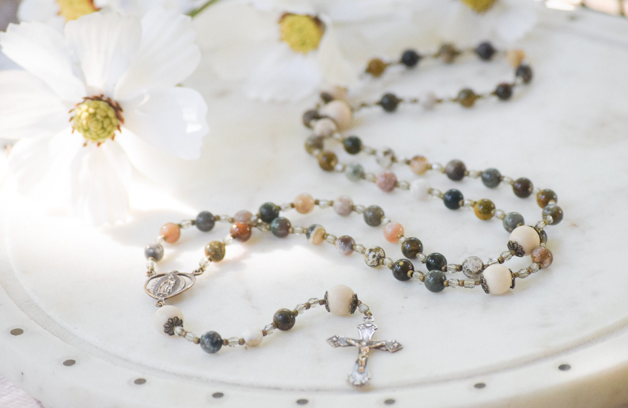 Fancy Jasper Beaded Rosary Making Kit