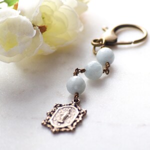 Miraculous Medal Zipper Pull Key Chain Catholic Purse Charm