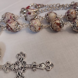 All hand wire wrapped Keepsake One Decade car rosary made out of polymer clay and your dried flowers from any meaningful occasion