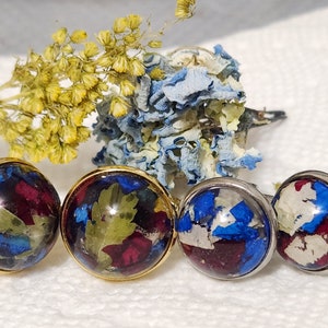 Keepsake Mens Cufflinks in choice of Stainless Steel or Gold Plated made with your dried flowers from any meaningful occasion