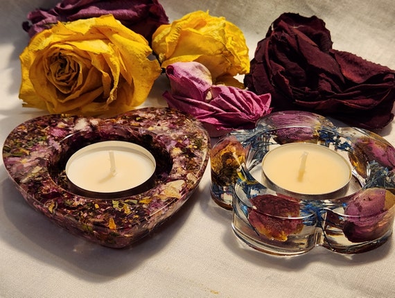 custom made Tea Candle Holders made with your dried flowerer's from any meaningful occasion