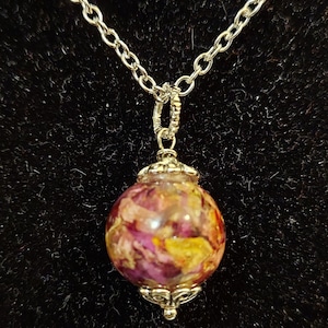 Handcrafted Keepsake Necklace made with your dried flowers from Funerals, Weddings or any meaningful occasion