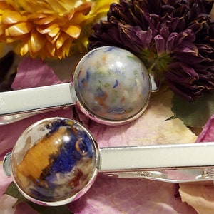 Custom made keepsake Mens tie clip made with your dried flowers from funerals, weddings or any meaningful occasionl occasion