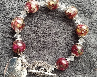 Aandenkenarmband gemaakt met je droogbloemen van begrafenissen, bruiloften of een andere zinvolle gelegenheid