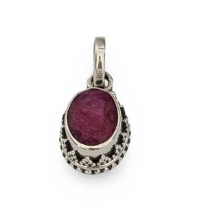 Minimalist Natural Red Ruby Pendant Set In Genuine 925 Sterling Silver. Birthstone Jewellery