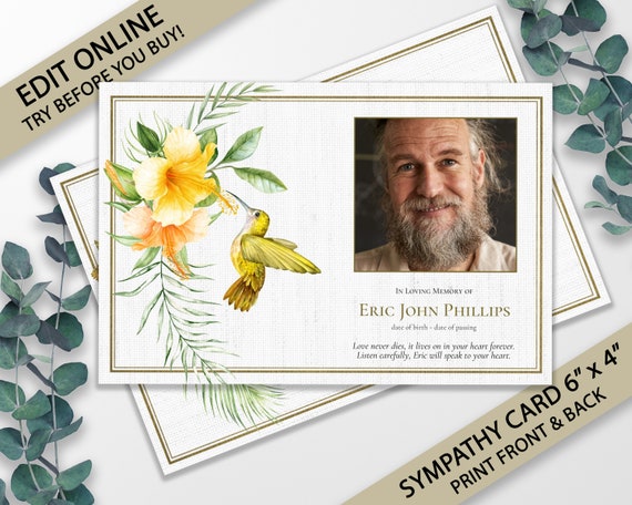 Funeral Thank You Card Template Funeral Cards Funeral - Etsy