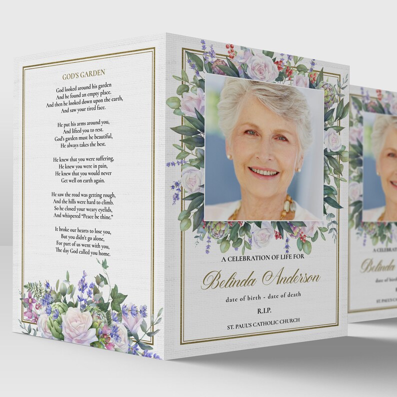 Funeral Program Template Funeral Programs Obituary Funeral Etsy