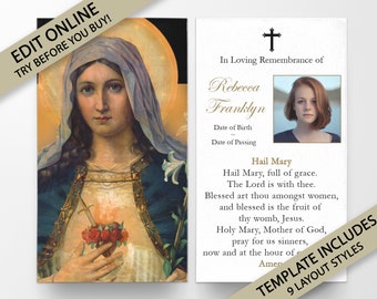 Prayer Cards, Memorial Prayer Cards, Catholic Prayer Cards, Personalized Prayer Cards for Funeral, Prayer Cards Catholic, Funeral Card, P5