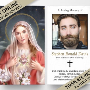 Funeral Prayer Cards, Memorial Prayer Cards, Catholic Prayer Cards, Personalized Prayer Cards for Funeral, Prayer Cards Catholic, P103