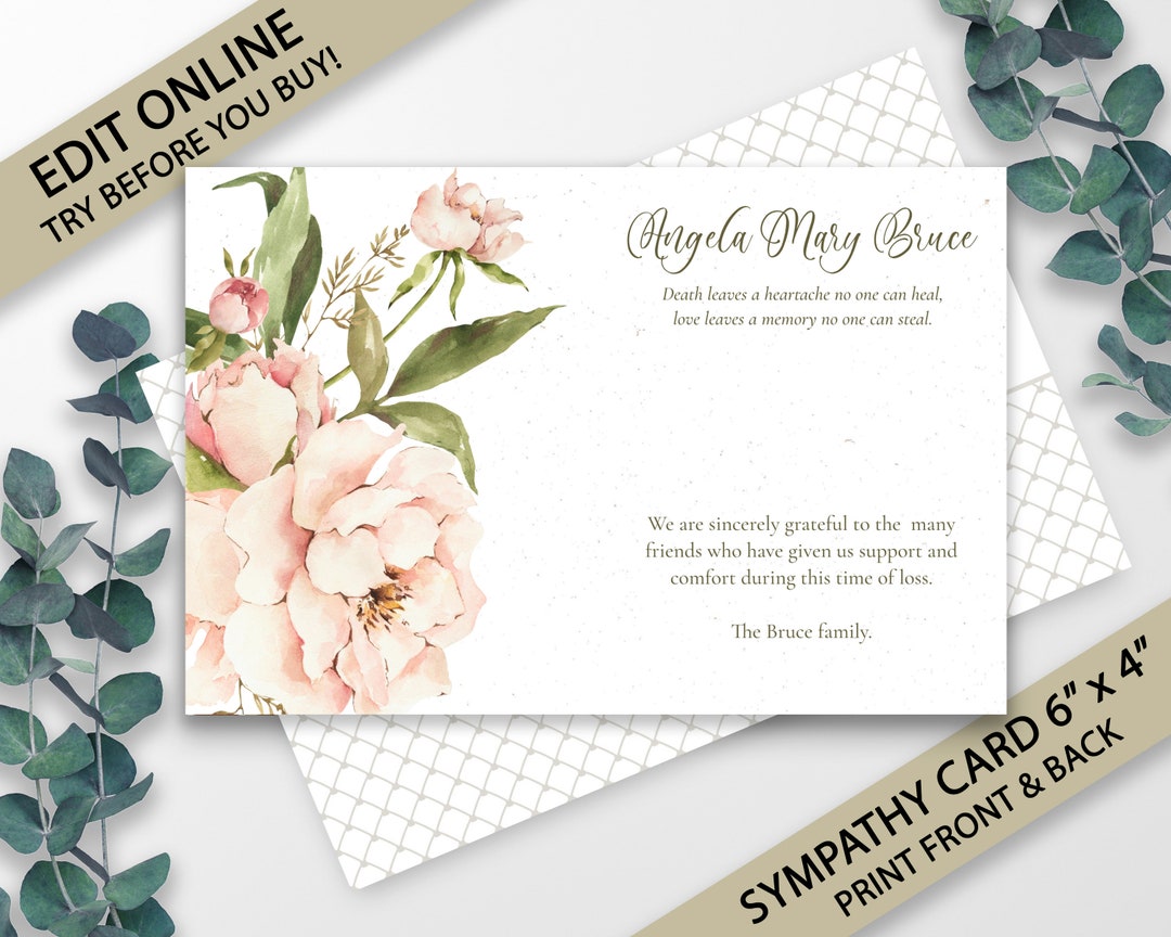 Funeral Thank You Card Template, Funeral Cards, Funeral Program
