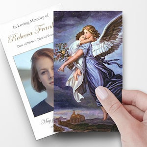 GRANDES cartes de prière funéraires, cartes de prière funéraires catholiques, cartes de prière commémoratives pour funérailles, cartes de messe funéraires catholiques, P2 Angel 3x5"