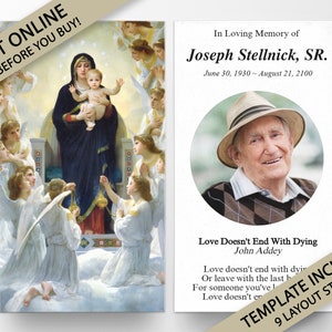 funeral prayer card, prayer cards, Our Lady, memorial prayer card, memorial card, prayer card template, funeral template, funeral card P152
