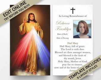 Prayer Cards, Memorial Prayer Cards, Catholic Prayer Cards, Personalized Prayer Cards for Funeral, Prayer Cards Catholic, Funeral Card, P9