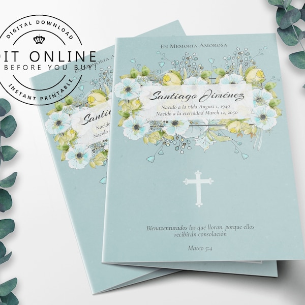 Obituary Card Spanish Template Etsy Obituary Card Spanish Template Etsy