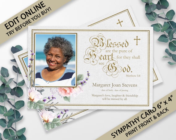 Funeral Thank You Card Template Funeral Cards Funeral - Etsy