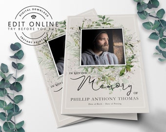 Printable Funeral Program Template | Order of Service | Celebration of Life | Memorial Program | Memorial Service | Funeral Printables | F30