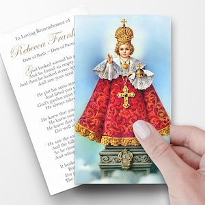 Tarjetas de Oración, Niño Jesús de Praga, tarjetas de oración funerarias católicas, tarjetas funerarias, tarjetas de oración católicas, tarjetas de oración funerarias P36