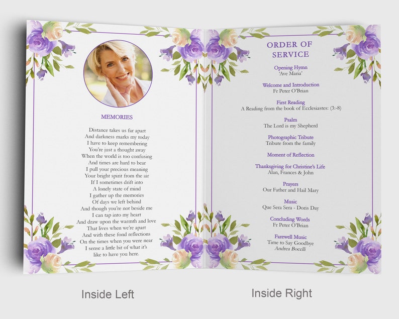 Printable Funeral Program Template Order of Service Etsy Printable Funeral Program Template Order of Service Etsy