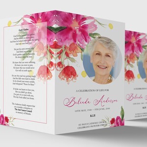 Editable Funeral Program Template With Watercolor Floral - Etsy Australia