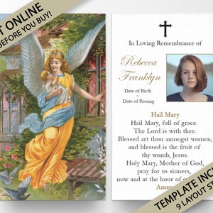Tarjetas de oración, Tarjetas de oración conmemorativas, Tarjetas de oración católicas, Tarjetas de oración personalizadas para el funeral, Tarjetas de oración católicas, Tarjeta funeraria P1