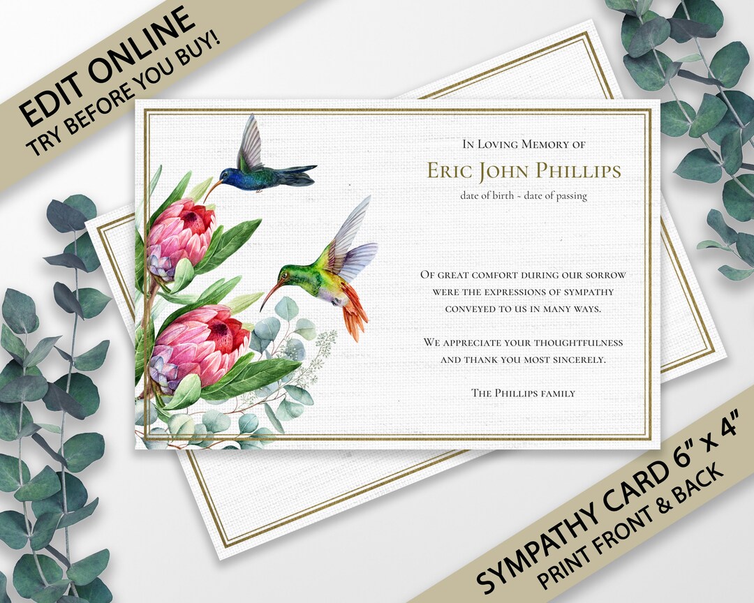 Funeral Thank You Card Template, Funeral Cards, Funeral Program