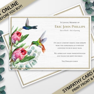 Modèle de carte de remerciement funéraire, cartes funéraires, modèle de programme funéraire, modèle funéraire imprimable, cartes de sympathie, note de deuil, TY5