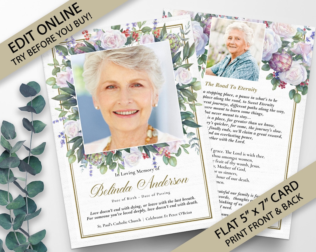 Funeral Program Template, Funeral Programs, Obituary, Funeral Service
