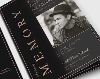 Editable Funeral Program Template, Memorial Service Template, Funeral Brochure, Order Of Service, Obituary Program, Funeral programs, FP46