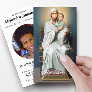 Prayer Cards, Mother Mary & Infant Jesus, Spanish catholic funeral prayer cards, Spanish prayer card, Spanish Funeral, funeral cards, P33