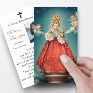 Tarjetas de Oración, Niño Jesús de Praga, tarjetas de oración funerarias católicas, tarjetas funerarias, tarjetas de oración católicas, tarjetas de oración funerarias P34