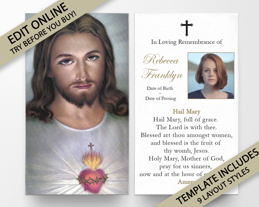 Prayer Cards, Memorial Prayer Cards, Catholic Prayer Cards, Personalized Prayer Cards for