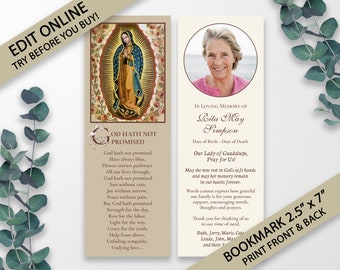 Funeral Bookmark Template, Printable Celebration of Life Bookmarks, Funeral Keepsake Cards, Editable Memorial Card, Memorial Bookmark, BM17