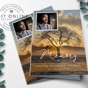 Printable Funeral Program Template | Order of Service | Celebration of Life | Memorial Program | Memorial Service | Funeral Printables | F21