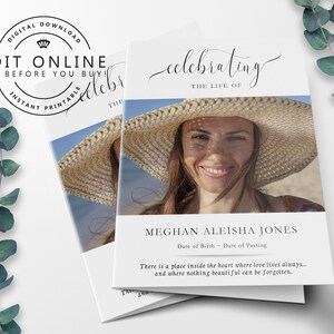 Printable Funeral Program Template | Order of Service | Celebration of Life | Memorial Program | Memorial Service | Funeral Printables | F14
