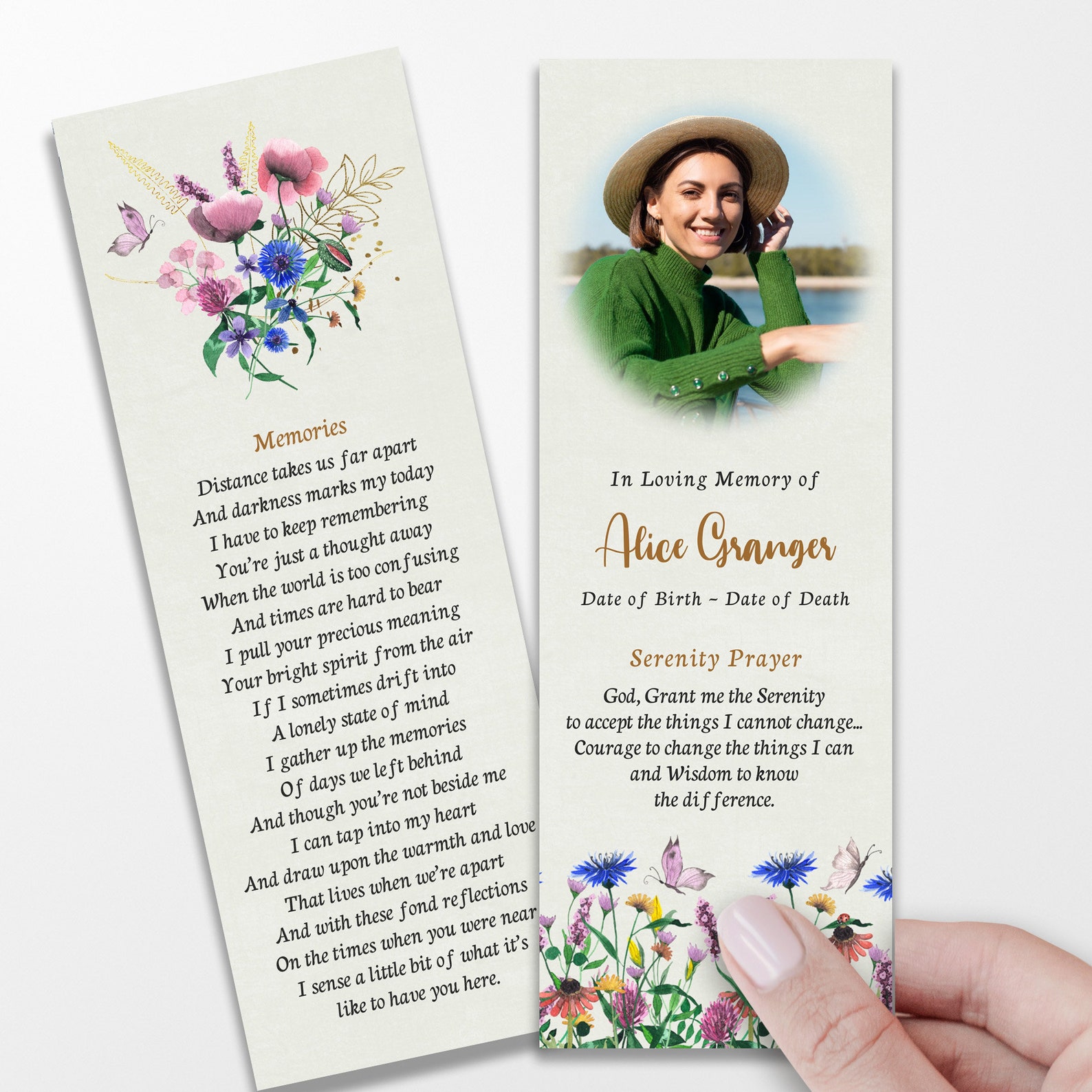 Funeral Bookmark Template, Printable Celebration of Life Bookmarks