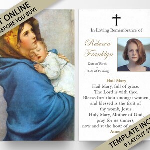 Prayer Cards, Memorial Prayer Cards, Catholic Prayer Cards, Personalized Prayer Cards for Funeral, Prayer Cards Catholic, Funeral Card, P23