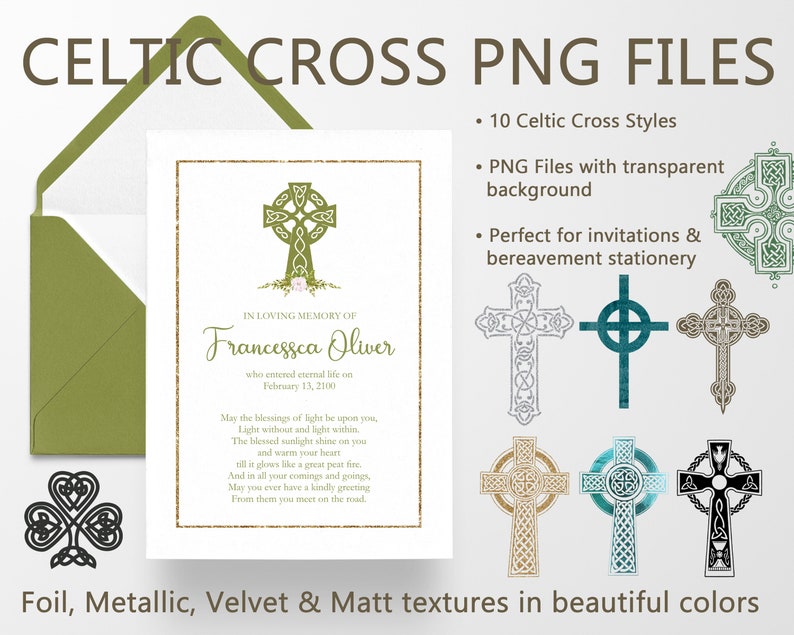 Celtic Cross PNG Clipart, Christian Clipart, Cross Silhouette, Cross SVG file, Cross Cricut, Catholic Clipart, Funeral Program Clipart image 1